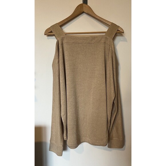 Soft Surroundings Camel Color Valencia Cold Shoulder Sweater Size Medium - Picture 2 of 9